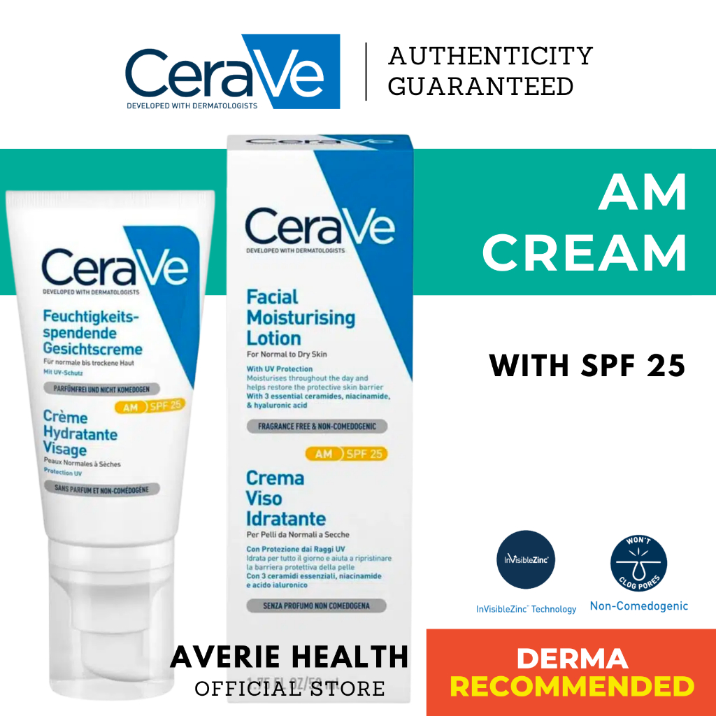 Cerave AM Facial Moisturising Lotion with SPF25 52ml Sensitive, Dry Skin Shopee Singapore