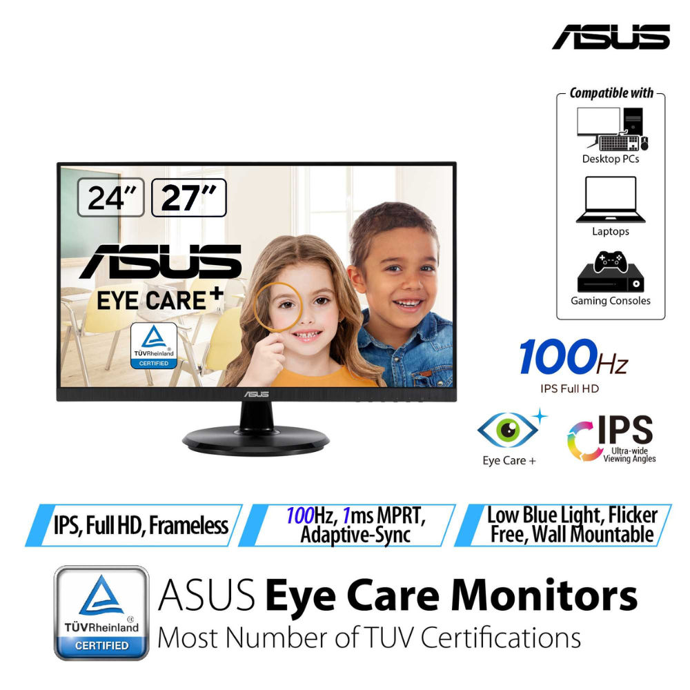 [New 2024] ASUS VZ24EHF VZ27EHF Eye Care Gaming Monitor 24" / 27