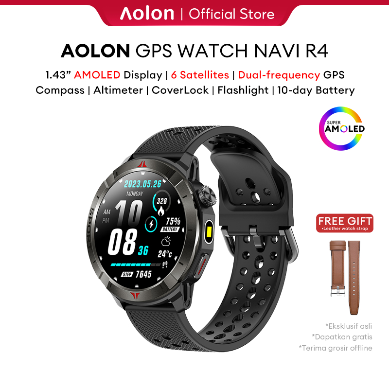 New GPS】Aolon Navi R4 Amoled Smart Watch Dual-frequency GPS