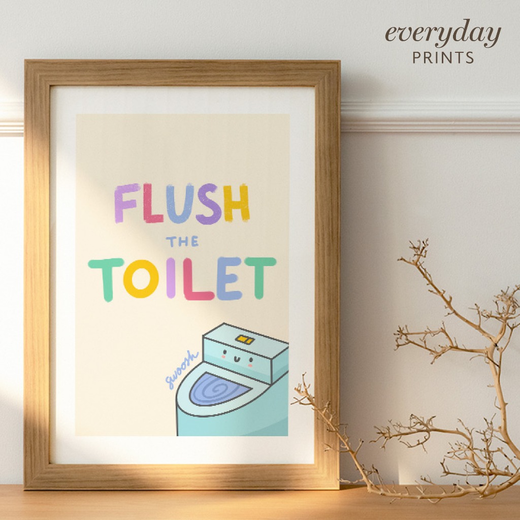 Flush the Toilet Poster for Kids A4 Art Print with Photo Frame ...