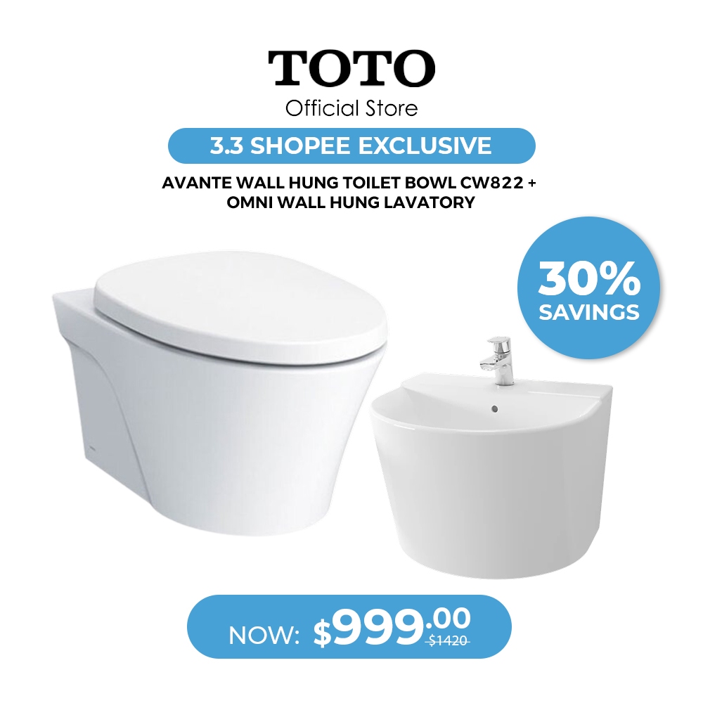 [3.3 Exclusive Set] TOTO AVANTE Wall Hung Toilet Bowl CW822 + TOTO Omni