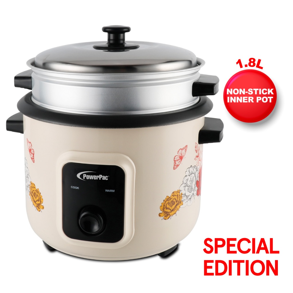 PowerPac Rice Cooker with Steamer 0.6L/1.0L/1.5L/1.8L(PPRC62/PPRC64 ...