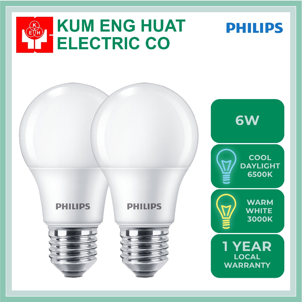 Philips Led Bulb 6w E27 230v 3000k6500k Bulb Series Shopee Singapore 6368