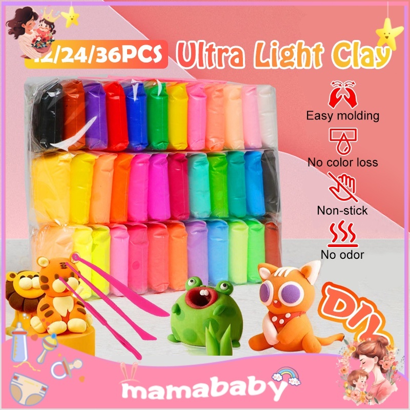 【SG stock】36 Colors Kids DIY Polymer Clay Air-Dry Ultra-Light Clay ...