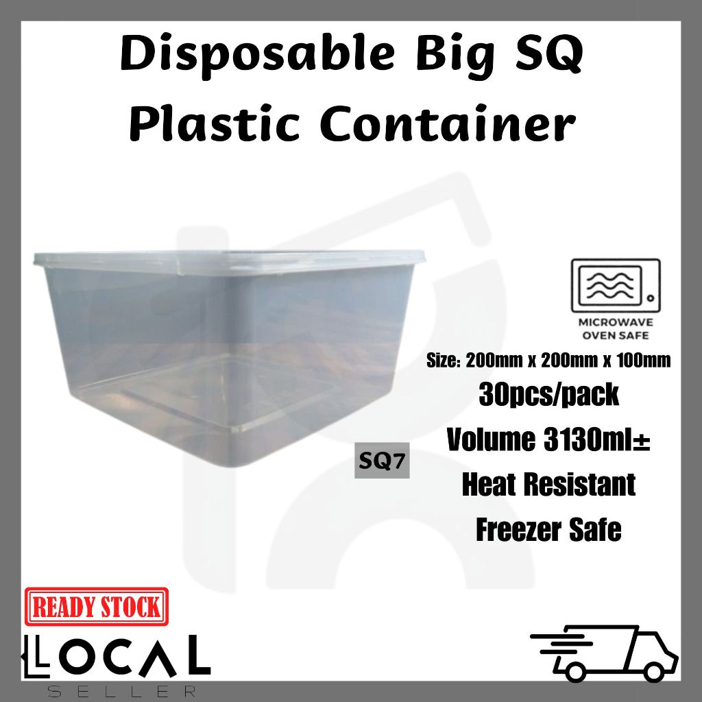 [SG Ready Stock][30Pcs] Big Square Disposable Plastic Container | Food ...