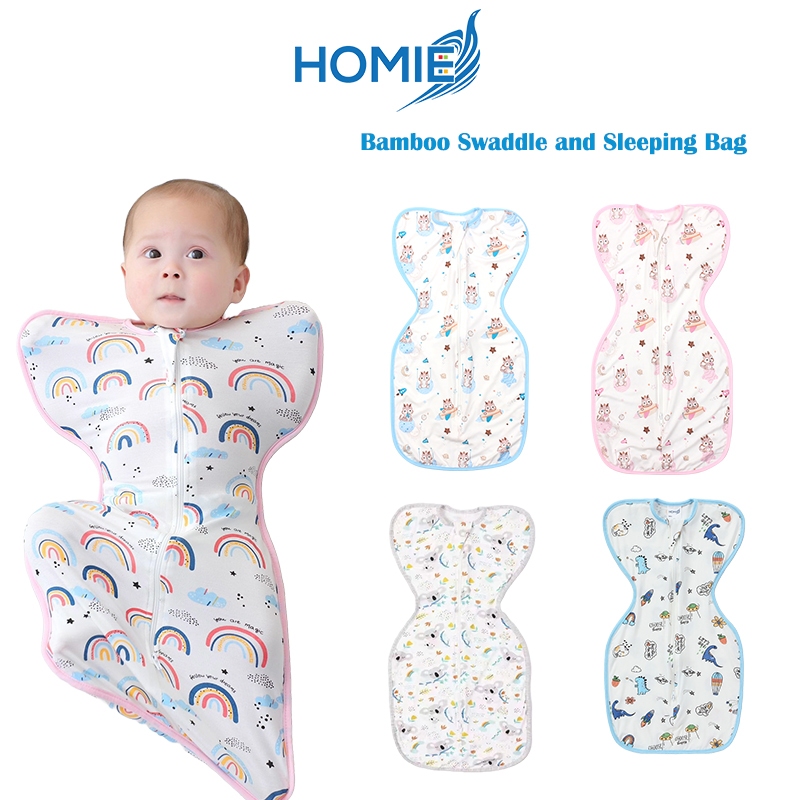 Baby Bamboo Swaddle and Sleeping Bag Arms Up Position Baby Sleepsack