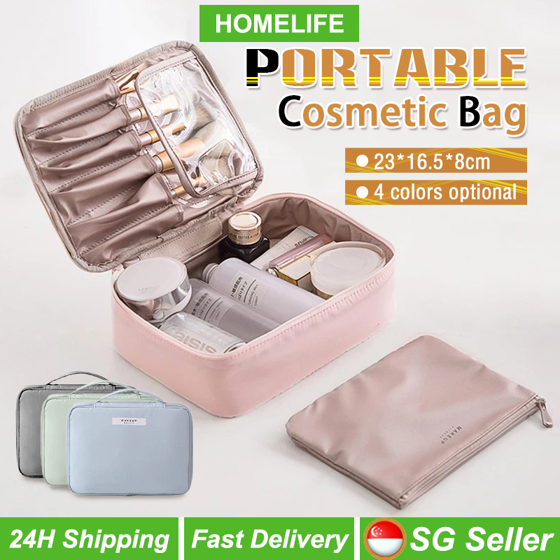 [SG Stock] Korean Cosmetic Bag Women Travel Makeup Bag Make Up Organizer  Multipurpose Storage Bag Travel Wash Pouch