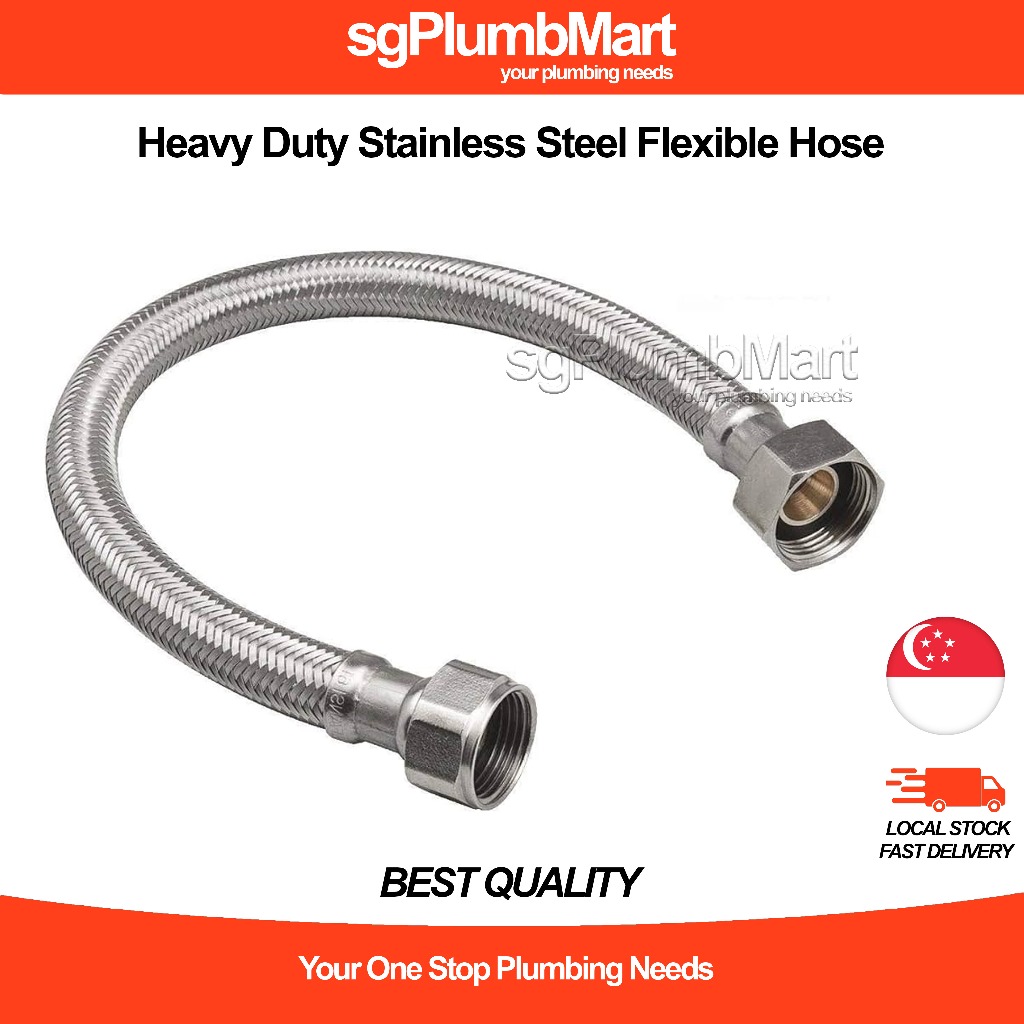 sgPlumbMart Heavy Duty Stainless Steel Flexible Hose Tube 1/2in x 1/2in ...