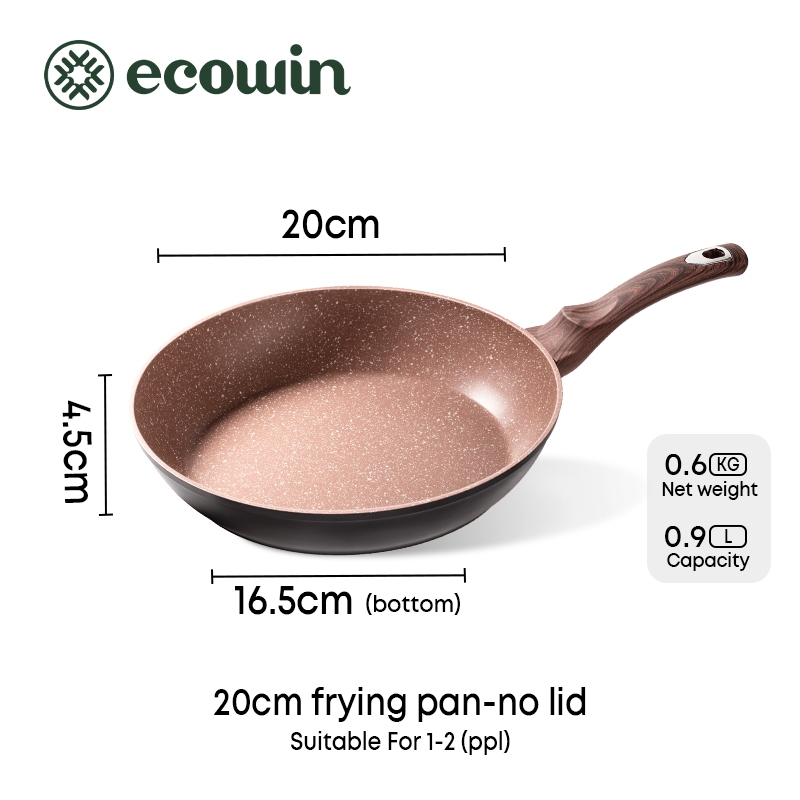 Ecowin Non-Stick Frying Pan Maifan Stone Coating Classic COCO Series 20 ...