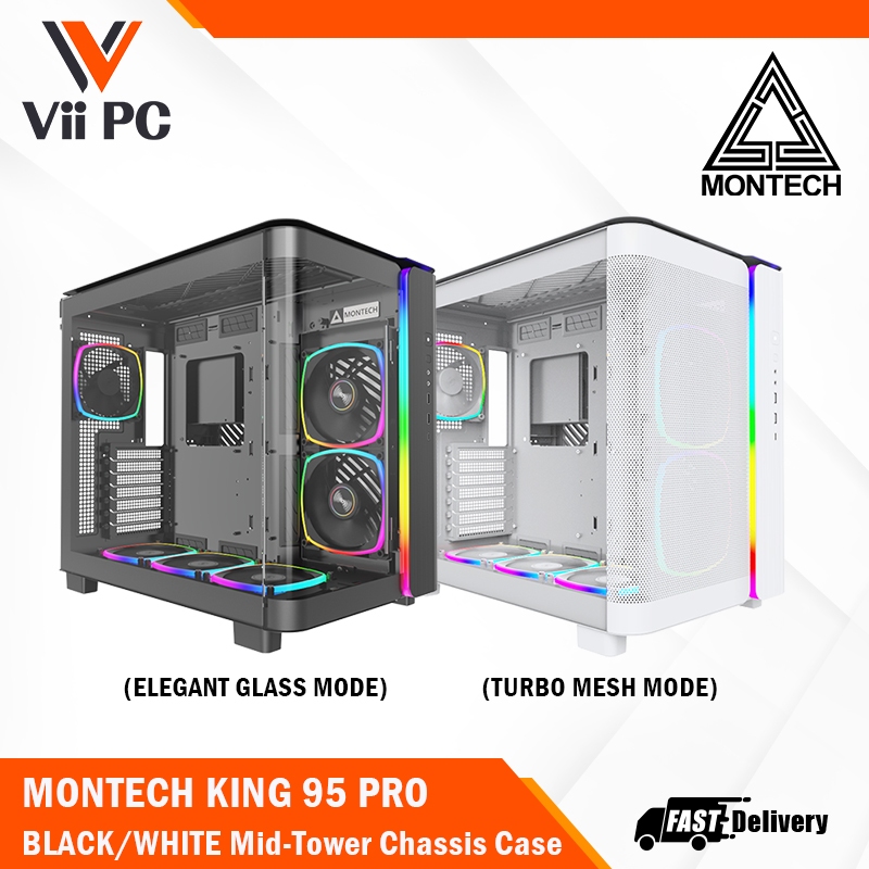 MONTECH KING 95 PRO BLACK/WHITE Tempered Glass Middle Tower Case ...