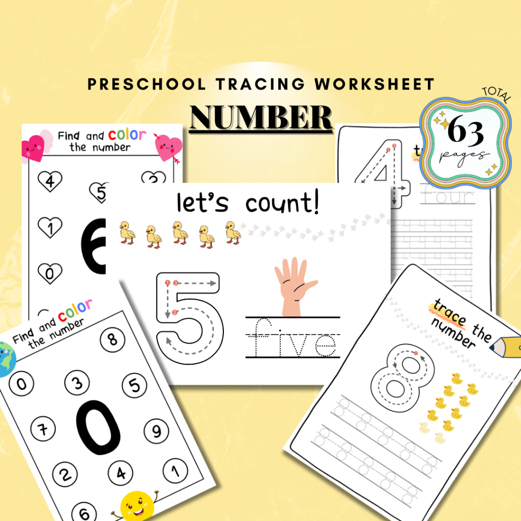 Number Tracing Worksheets Toddler Handwriting Practice Sheets ...