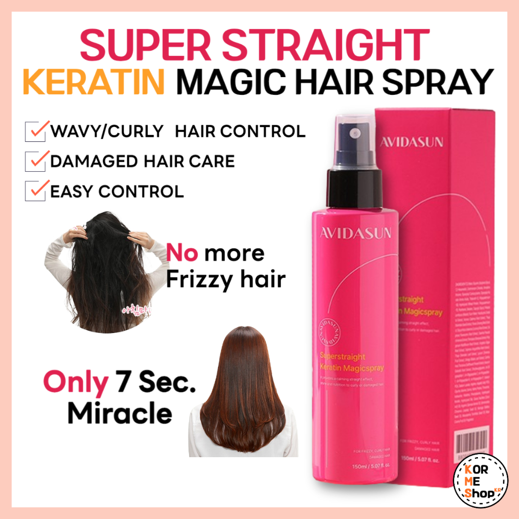 Hair Straightener Spray AVIDASUN Super Straight Keratin Magic Spray 150ml Anti Fizzy Straight Hair Wavy Hair Curly Hair hair care Shopee Singapore