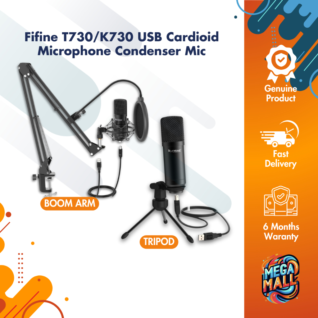 Fifine T730/K730 USB Cardioid Microphone Condenser Mic with Zero ...