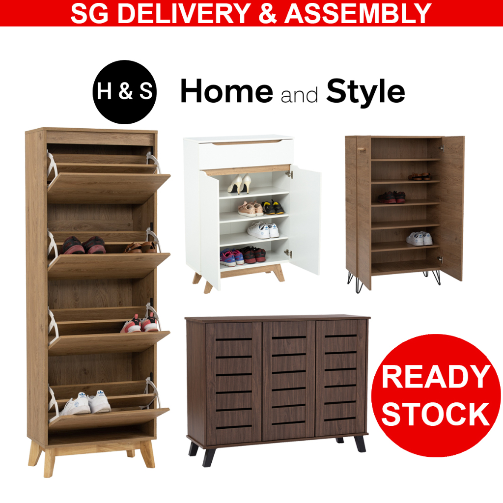(SG Seller) Shoe FREE ASSEMBLY (Wooden Shoe Rack Storage