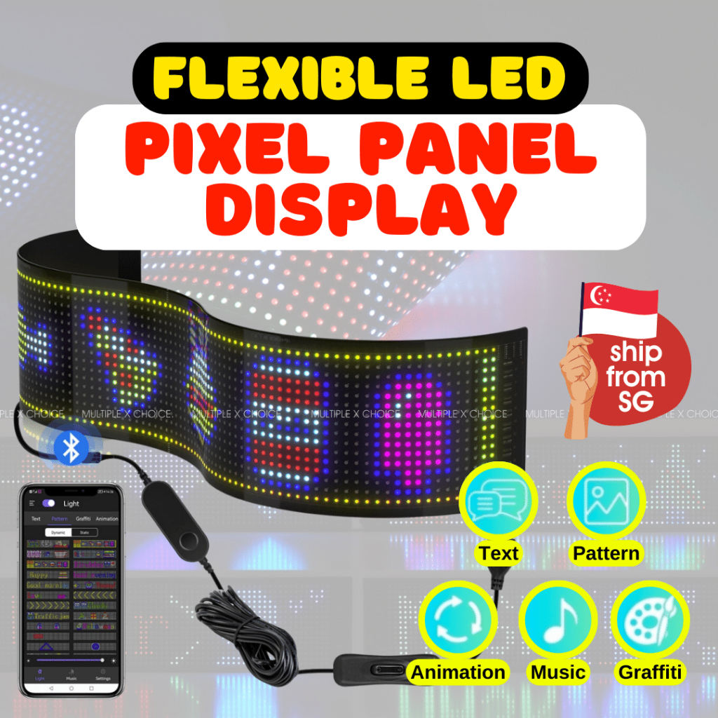 LED Matrix Pixel Panel Bluetooth APP USB 5V Flexible RGB Scrolling Text ...