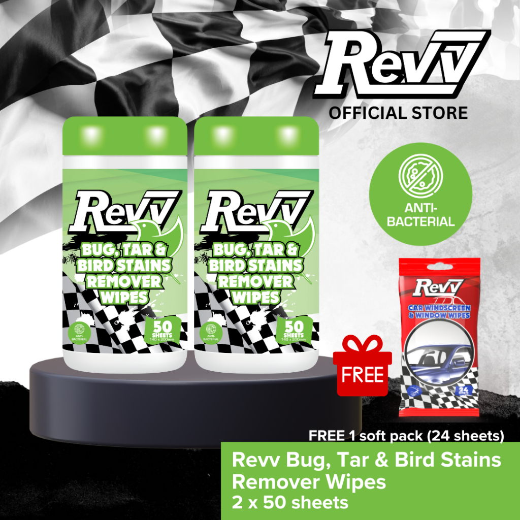 REVV BUG, TAR & BIRD STAINS REMOVER WIPES 50s_RV3880 (2 canisters