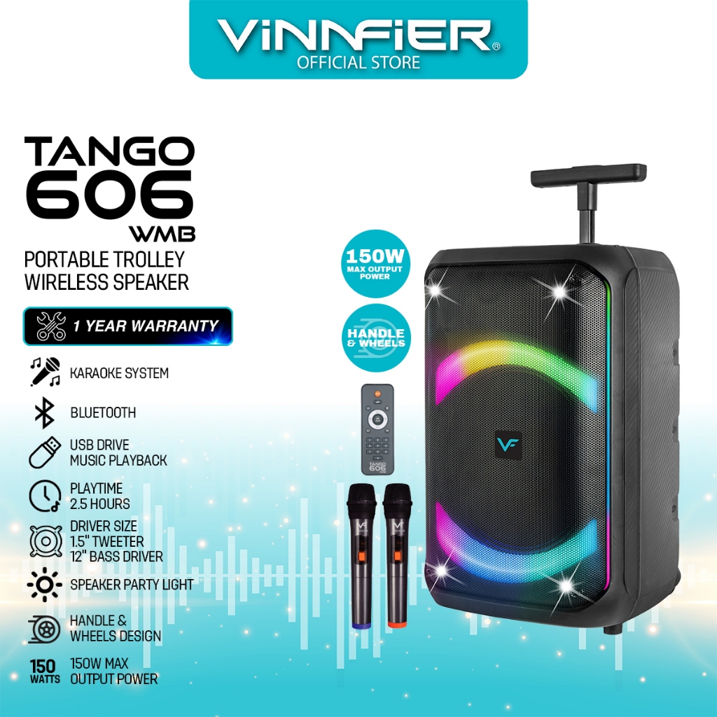 VINNFIER TANGO 600 WMV Portable Trolley Bluetooth Speaker RGB