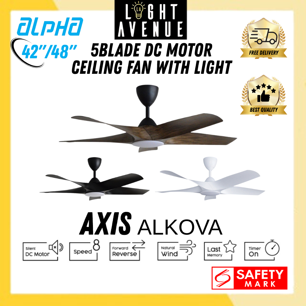 Alpha Alkova AXIS 5Blade DC Motor Ceiling Fan 42″/48″ with Light ...