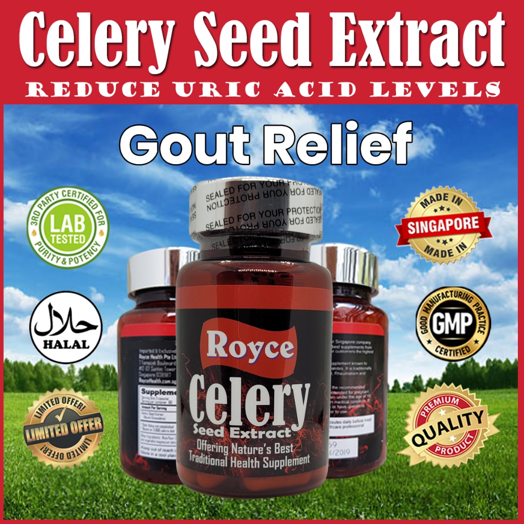 Royce Celery Seed Extract for Gout Relief 60 capsules Inhibit Uric