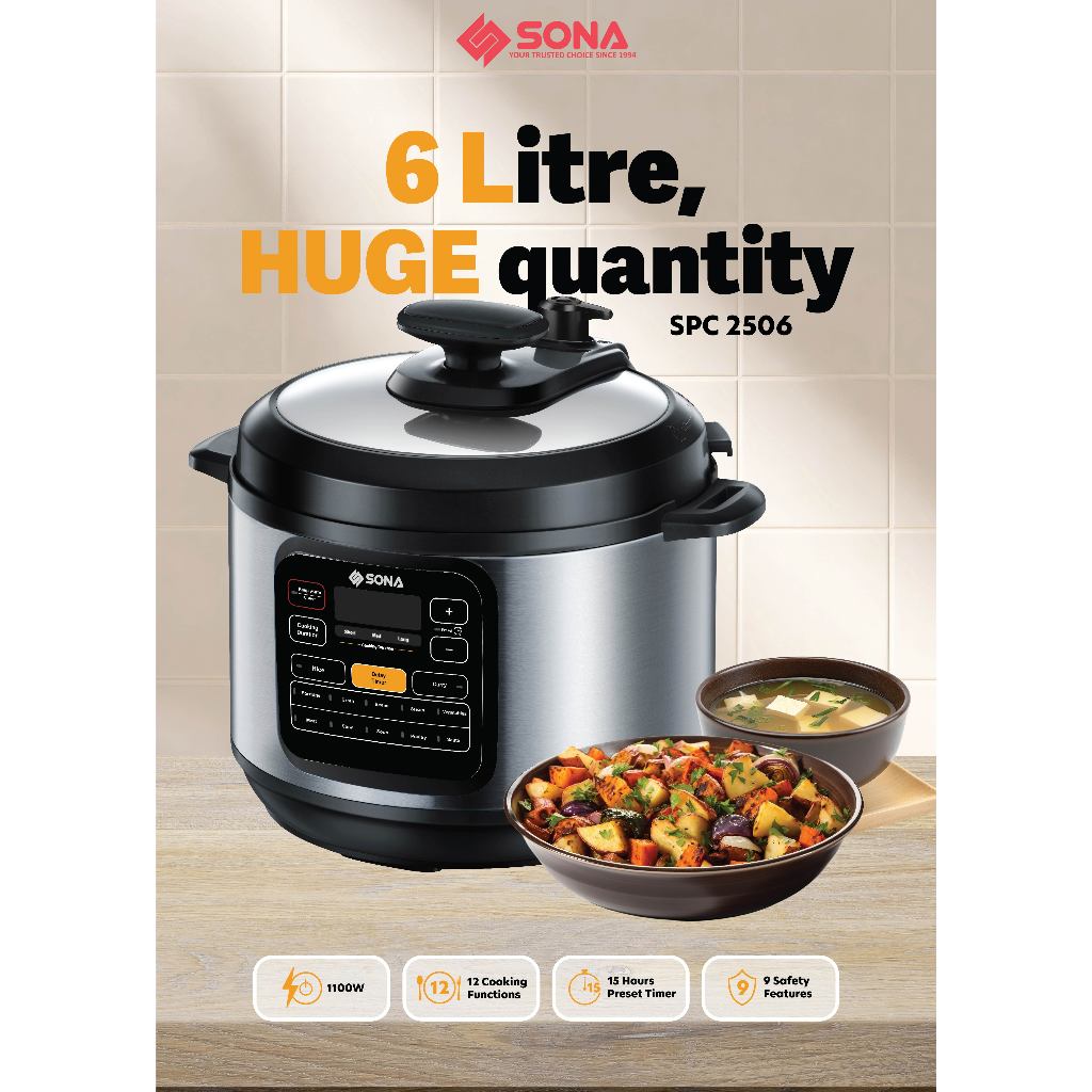 SONA 6.0L Pressure Cooker SPC 2506 Shopee Singapore