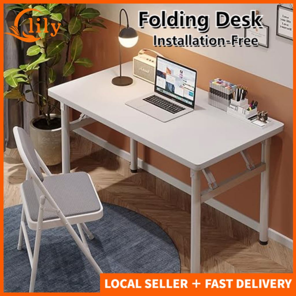 [InstallationFree]Foldable Table Computer Table Study Folding Table Desk for Office Home Gaming