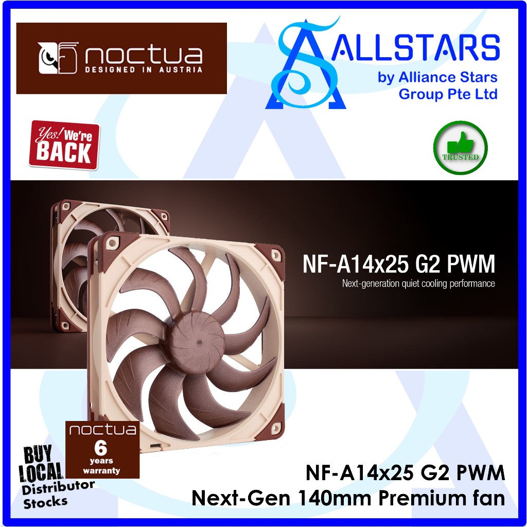 NOCTUA NF-A14x25 G2 PWM, Premium-Quality Quiet 140mm PC Fan, 4-pin ...
