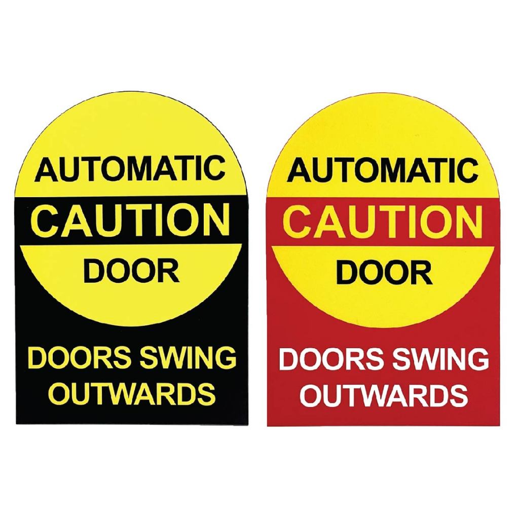CAUTION AUTOMATIC DOOR / DOORS SWING OUTWARDS SIGN/SIGNAGE | 148mm x ...