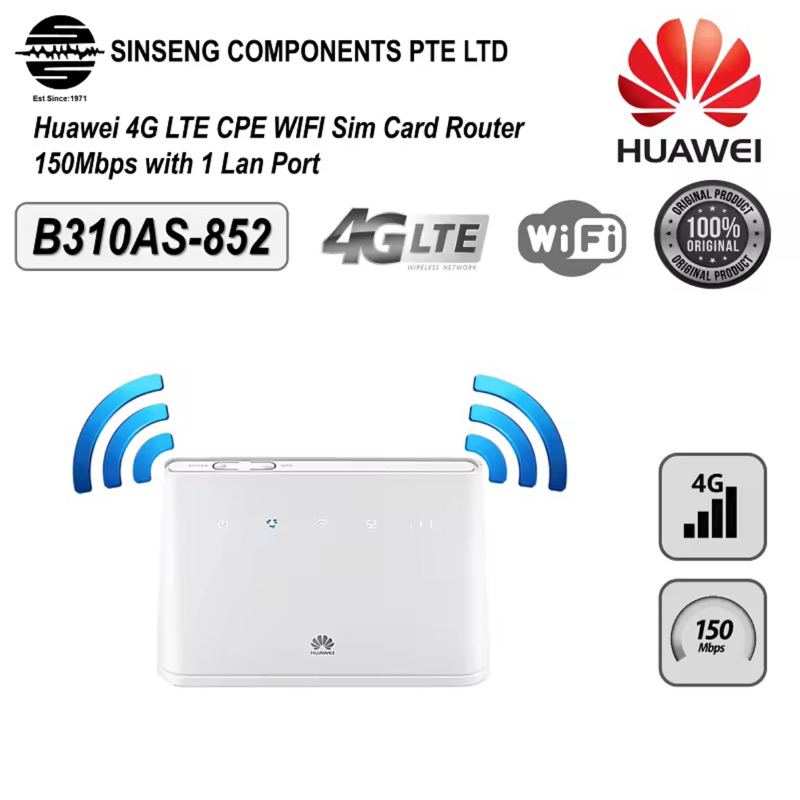 Original Huawei B310as 852 4g Lte Cpe Wifi 4g Sim Card Router 195mbps With 1 Lan Port Shopee 8095