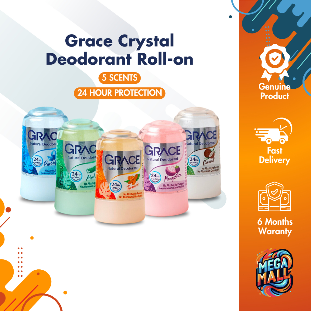 Grace Crystal Roll-On Deodorant - 100% Pure, Natural Antiperspirant 70g ...