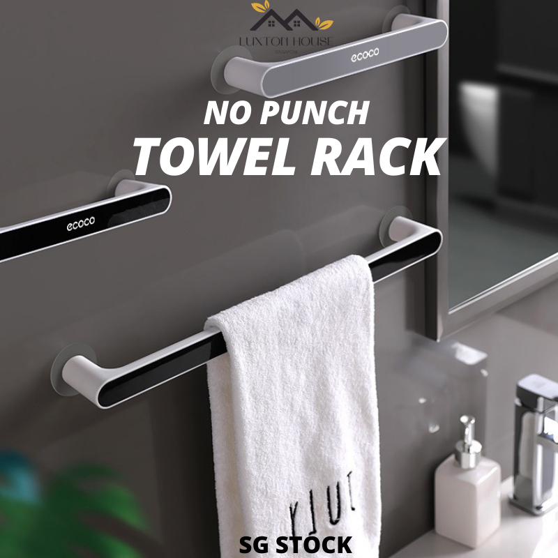 {SG} Towel Rack ECOCO Punch Free Towel Holder S L XL Size Wall Mounted ...