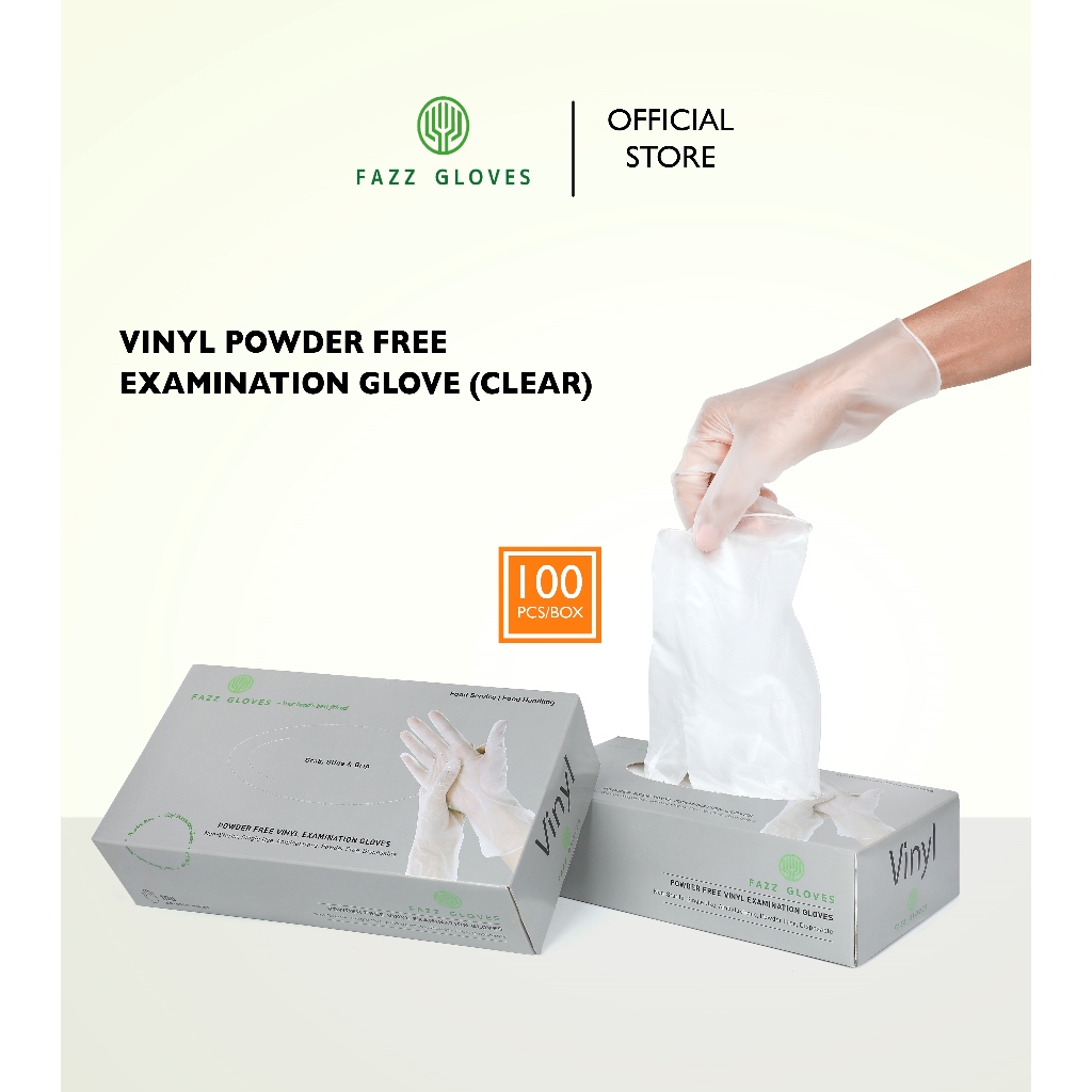FAZZ GLOVES - Vinyl Powder Free Glove, Clear (100Pcs/Box) - Aesthetic ...