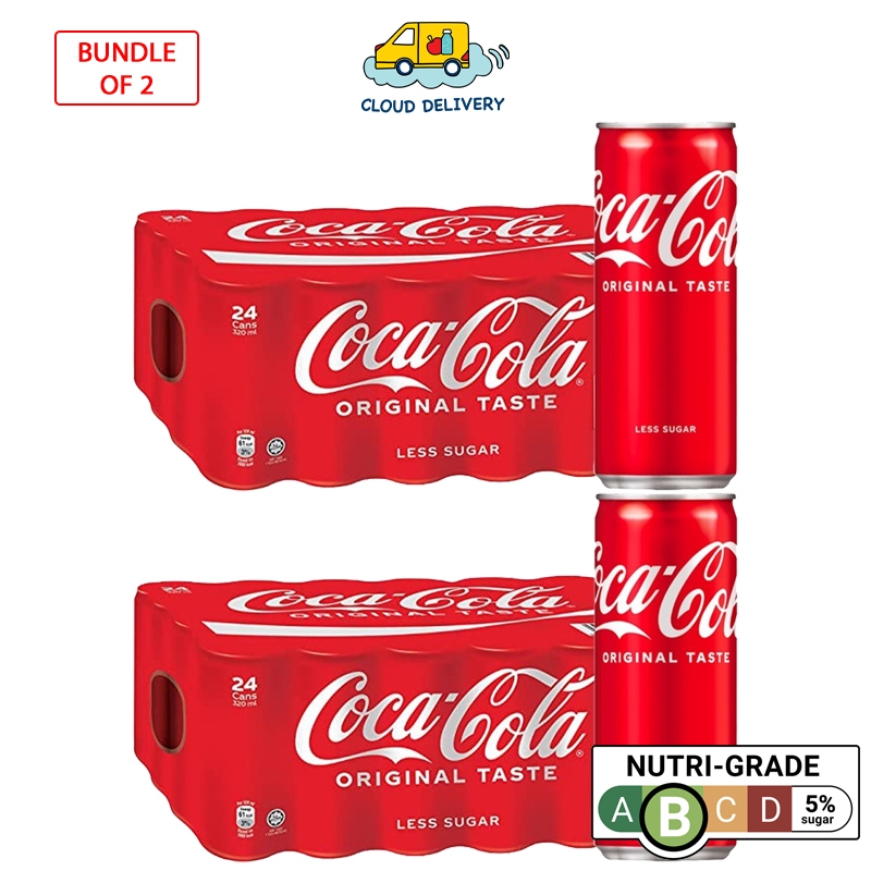 [bundle Of 2] Coke Coca Cola Original Taste Less Sugar 24 X 320ml Shopee Singapore