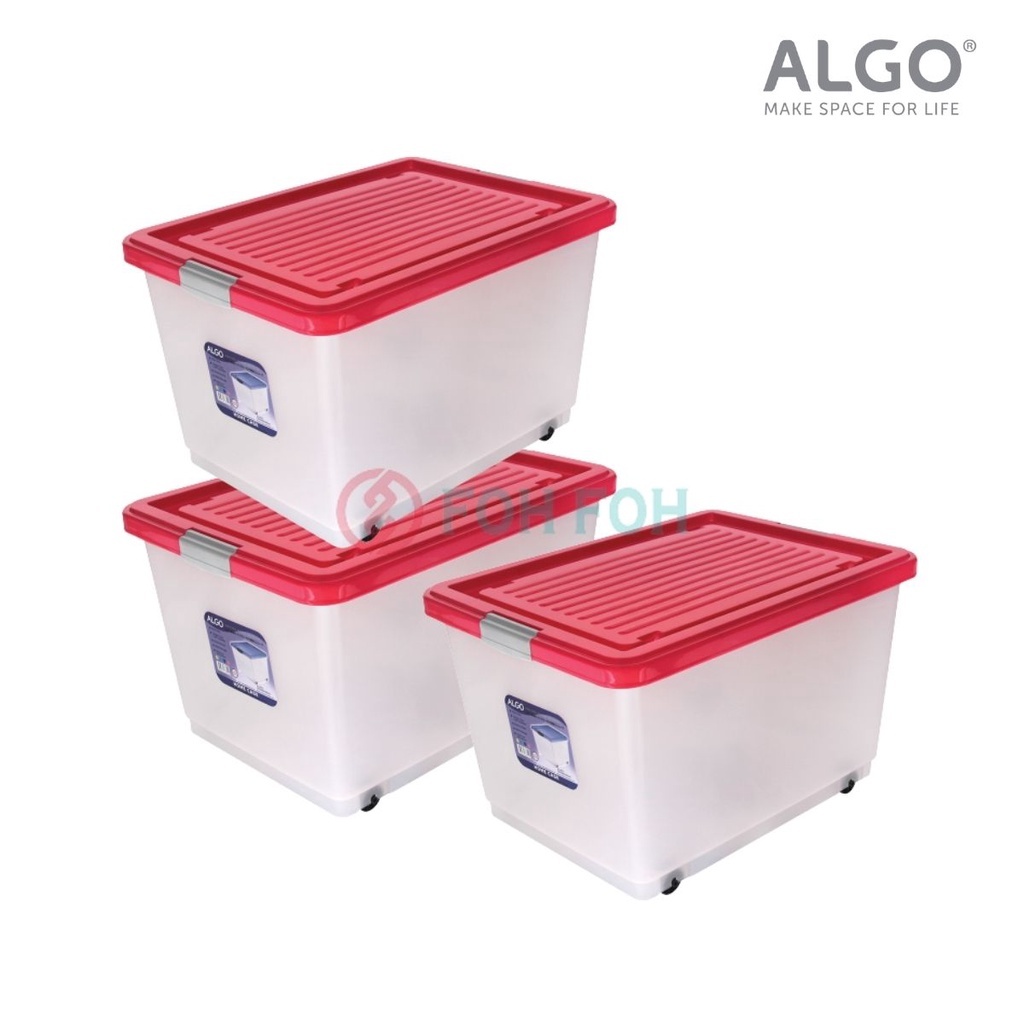 Algo 55L PP Stackable Organization Storage Container with Wheels 55L ...