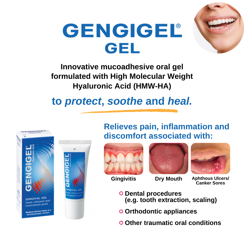 GENGIGEL Gel 20mL - relieves symptoms of mouth ulcers, gingivitis, post ...