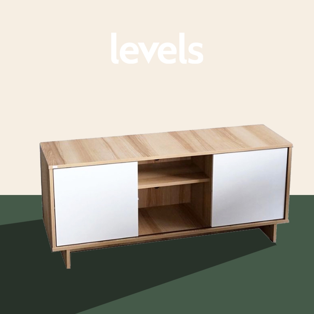 VHIVE Dakota 1.2m Sliding Door TV 120cm Oak White TV Console