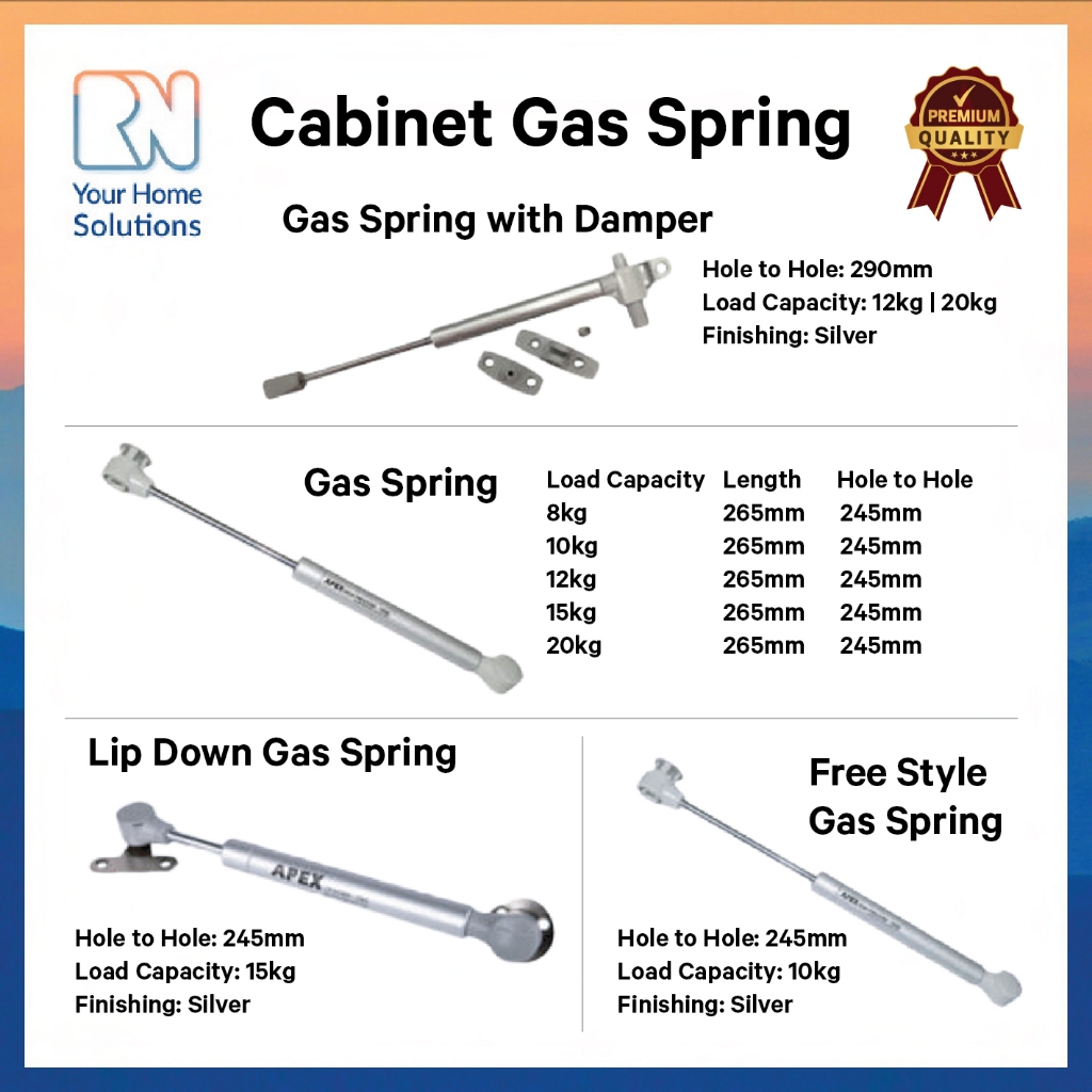 Gas Spring Soft Closing Hydraulic Struts 8 kg / 10 kg / 12 kg