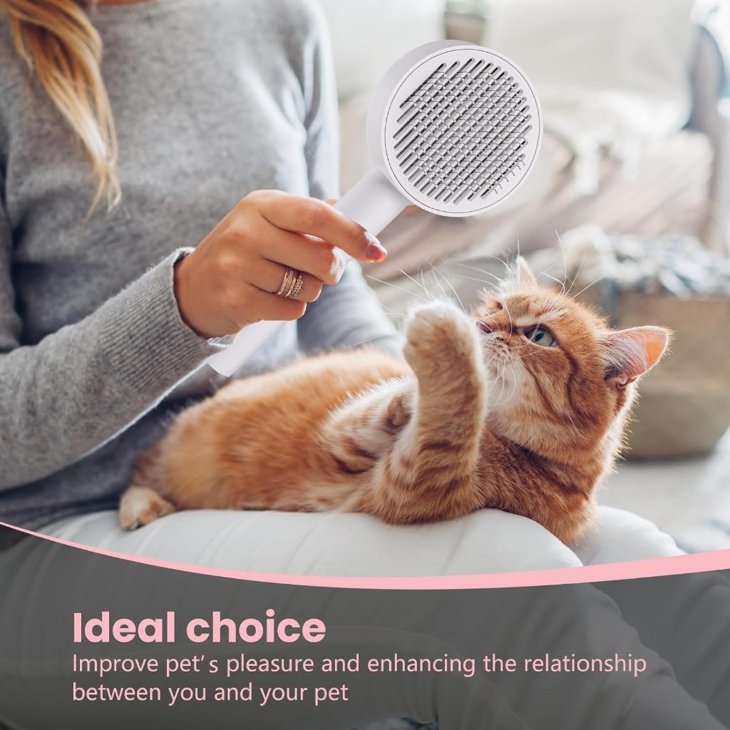 Cat Brush Self Cleaning Slicker With Release Button Dog Shedding | Seychelles