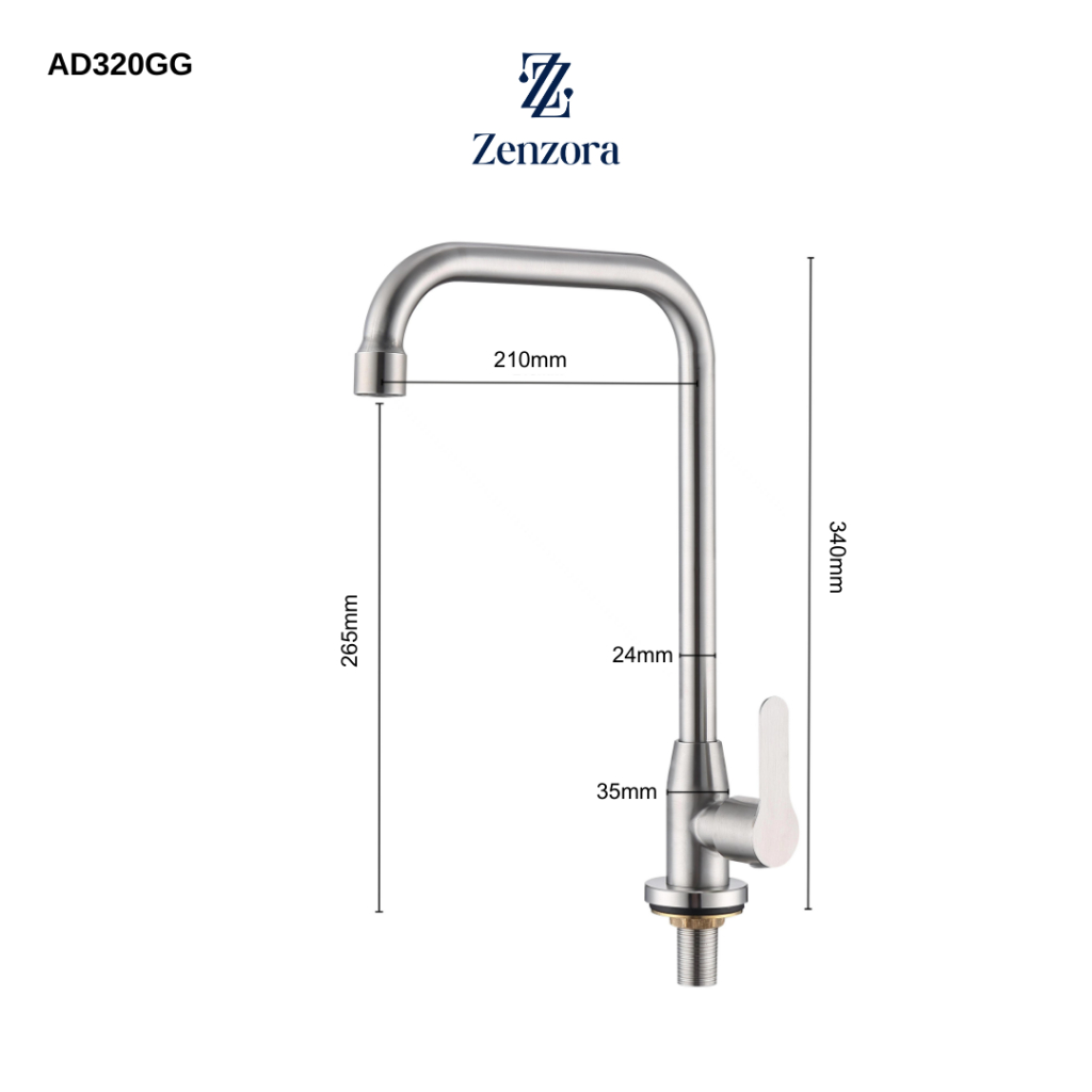 RIZZO AD320GG SUS 304 Stainless Steel Gun Grey Kitchen Sink Tap ...
