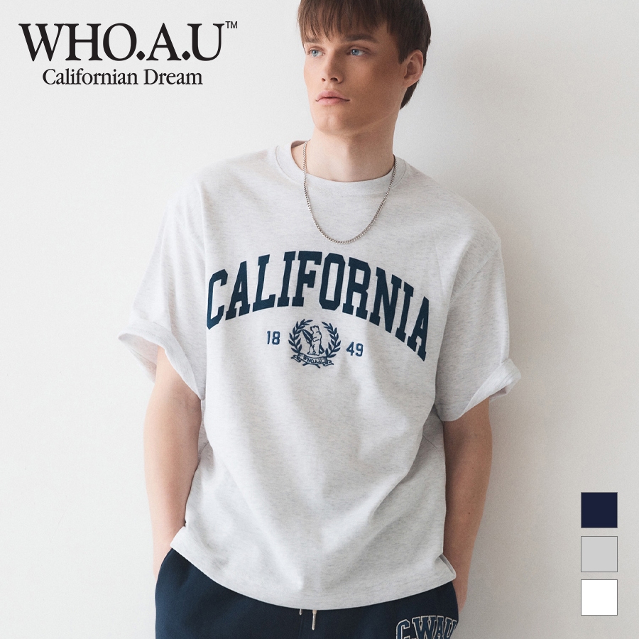 WHO.A.U] California Letter Short Sleeve T-shirt | WHRAE2324U