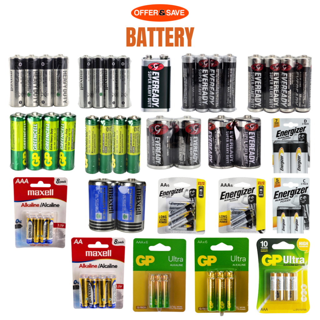 All Battery [ Eveready / Maxell / GP / Energize ] - AA / AAA / D size ...