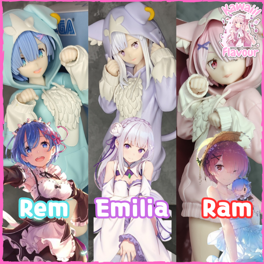 Authentic Anime Figures | Re:Zero Emilia, Rem & Ram Figure | SEGA Luminasta  Fluffy Pack | Shopee Singapore