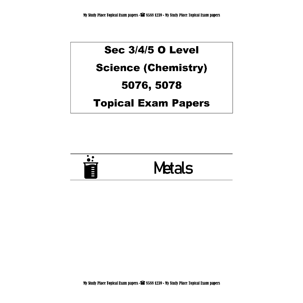 O Level Science (Chemistry) Topical Exam Papers - Secondary 3/4/5 (Hard ...