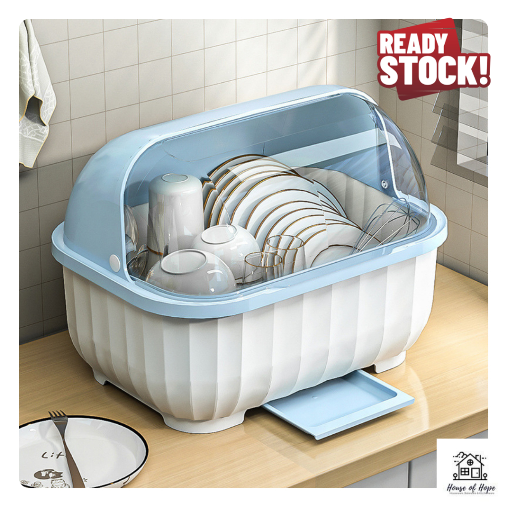 [Ready SG Stock] Minimalistic Dish Rack Drying Storage Box with Cover ...
