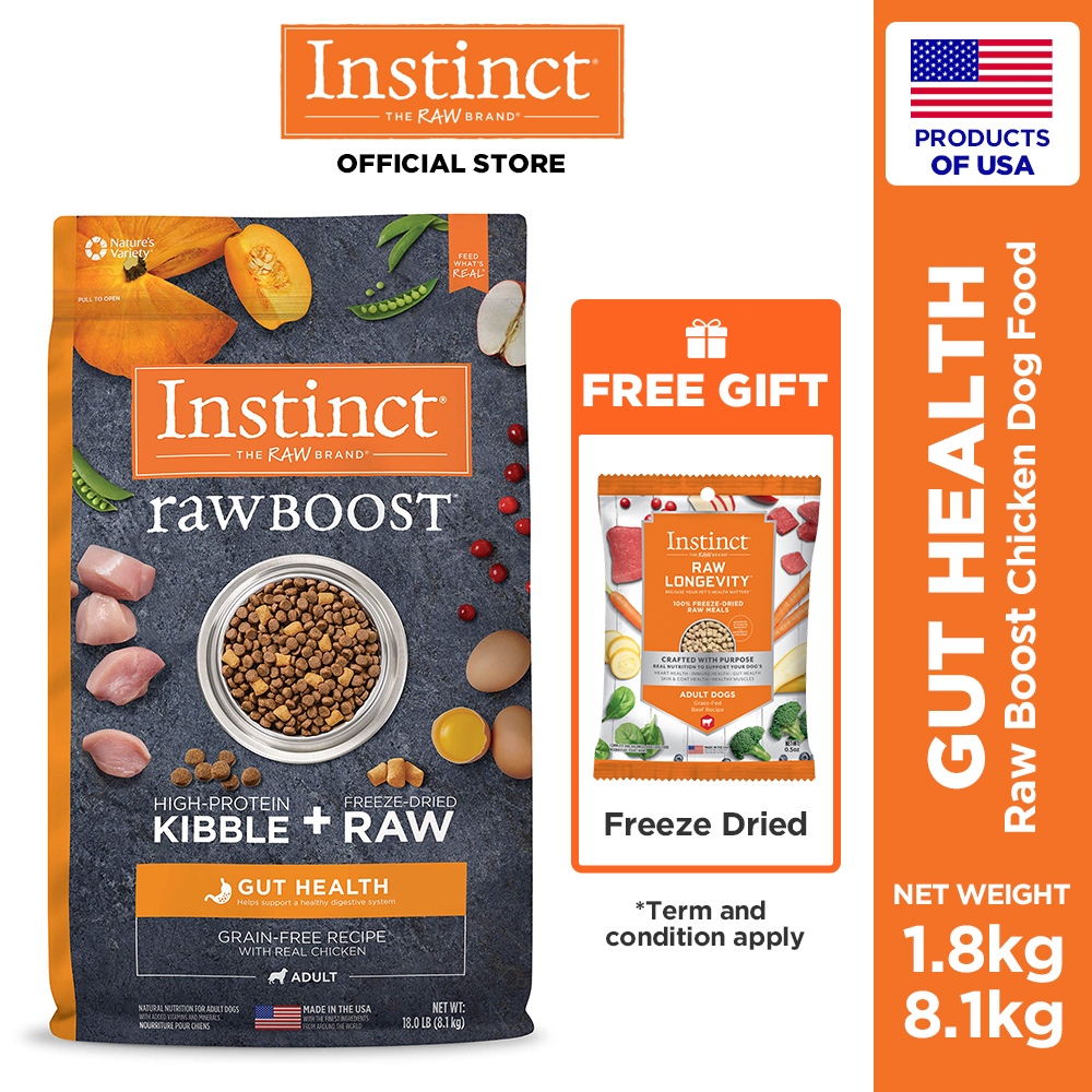 Instinct Raw Boost Gut Health Kibble Raw Grain Free Recipe