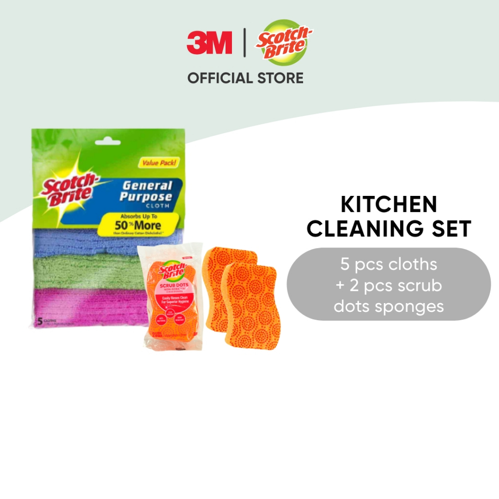 3M™ Scotch-Brite ® General Purpose Cloths + Scrub Dots Non Scratch ...