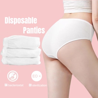 PAN-MATE Women Premium Disposable Panties Lady Travel Panty Underwear (100%  Cotton / Non-Woven) Size M L XL XXL 一次性纯棉纸内裤