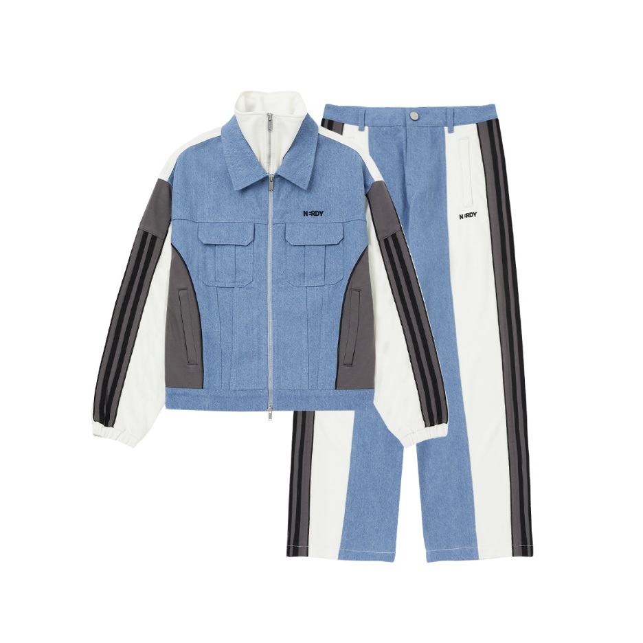 [ NERDY ]★THE 8着用★韓国人気★UNI DENIM MIX TRACK SET NERDY X Seventeen The 8] Korea Unisex 24SS Uni Denim Mix