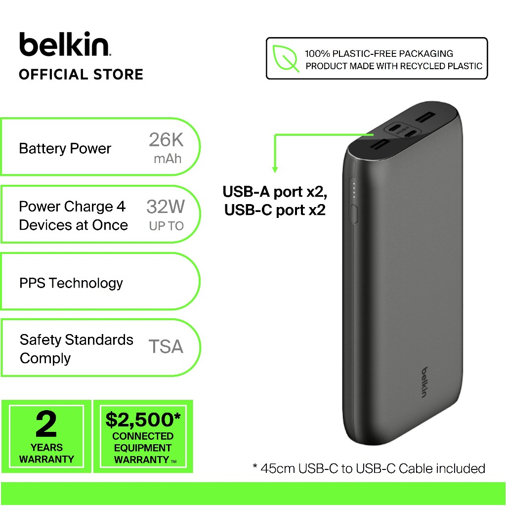 Belkin BoostCharge 4-Port 26K Power Bank