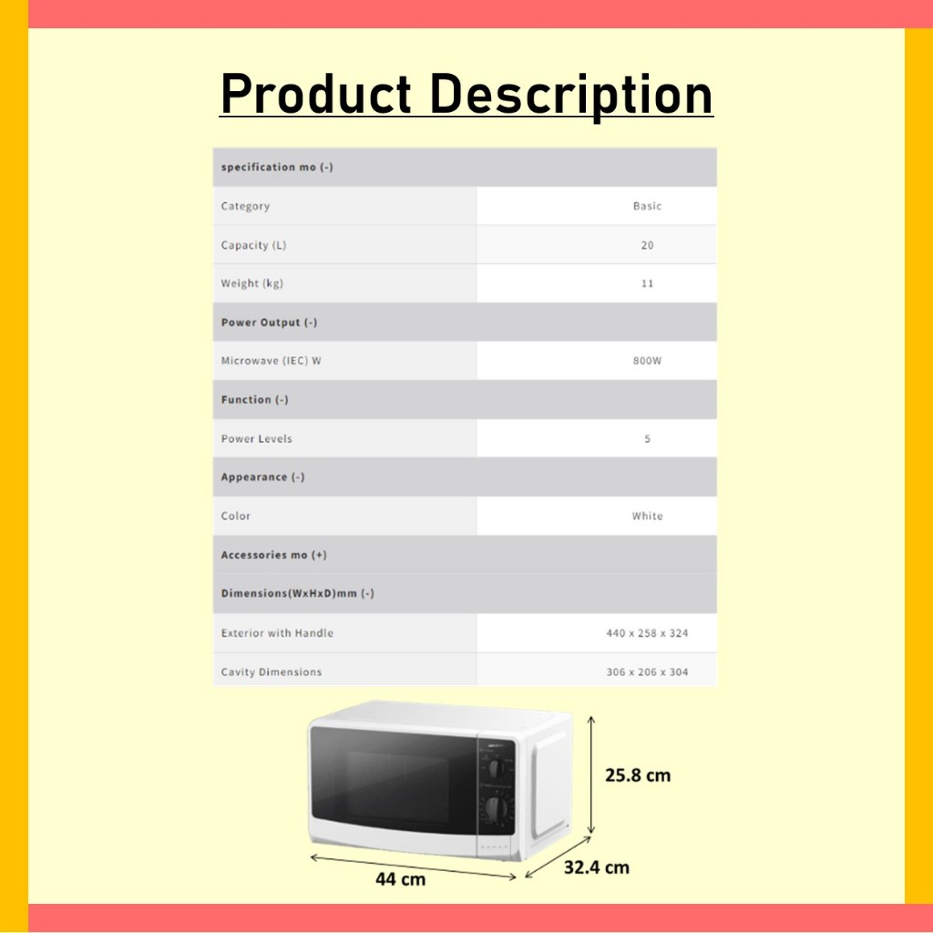 Sharp 20L Microwave Oven R-2201H(W) | Shopee Singapore