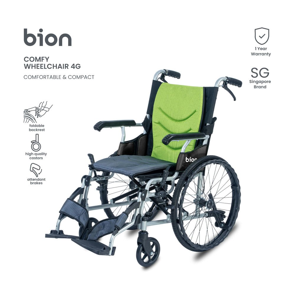 Bion Comfy Wheelchair 4G 15.7in Seat Width Foldable Backrest